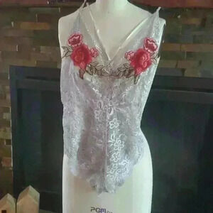 Gray lingerie bodysuit